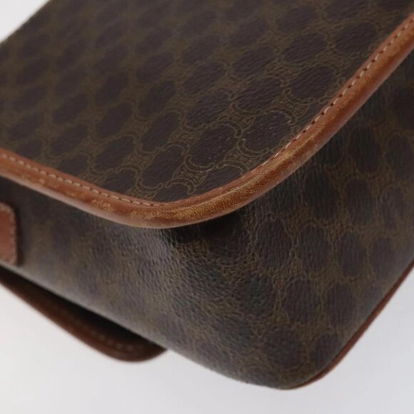 CELINE Macadam Canvas Circle Shoulder Bag PVC Leather Brown Gold Auth 123293 - Picture 10 of 15